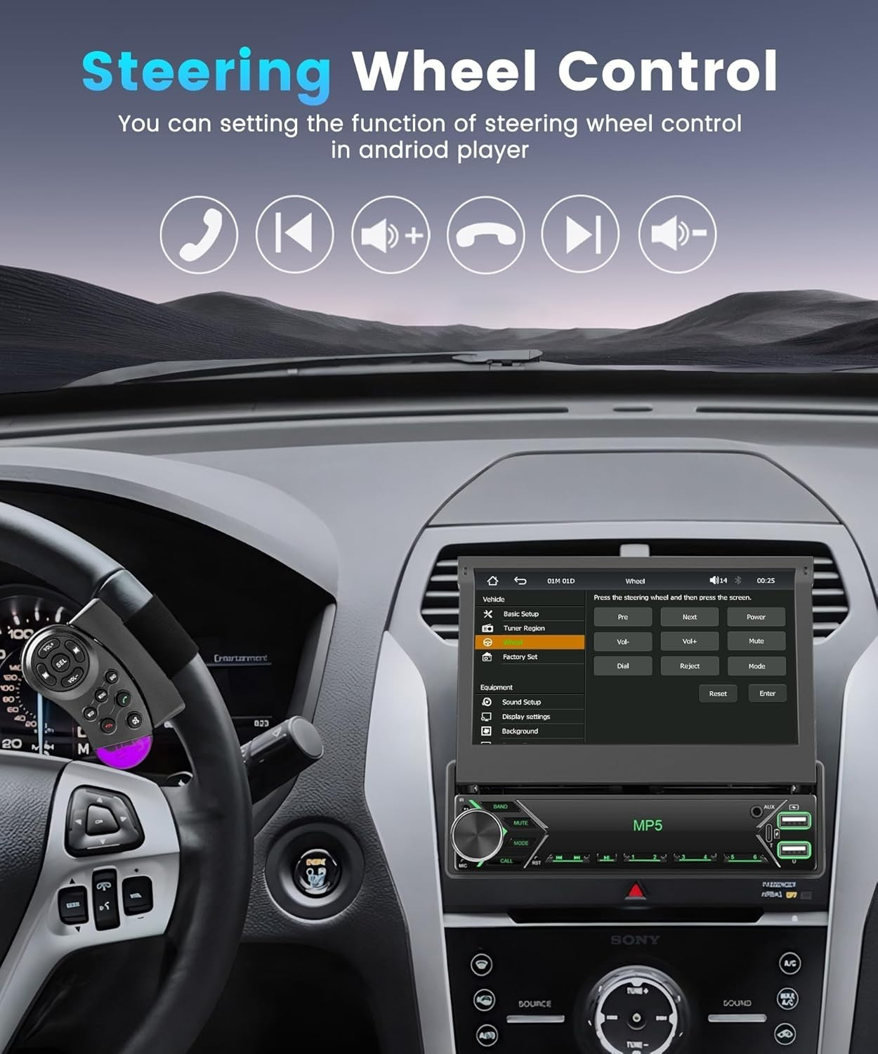7" Flip-Out Car Stereo Wireless CarPlay Android Auto FM Bluetooth