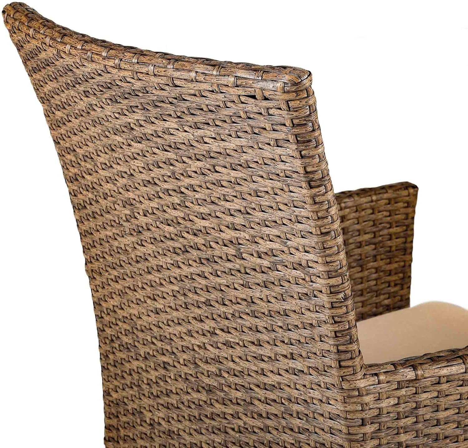 Brown Rattan Bistro Set 2 Armchairs with Side Table Balcony Patio Seating