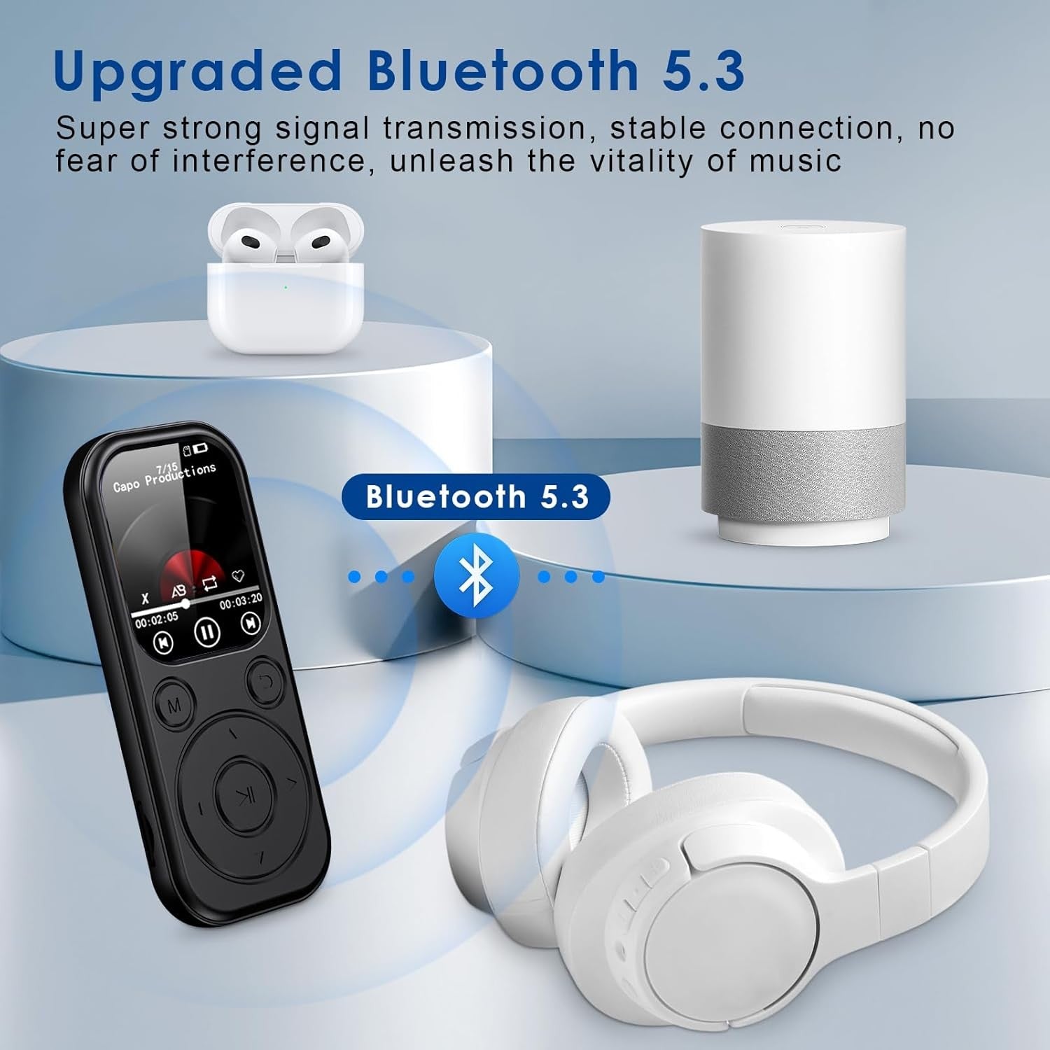 64GB Bluetooth MP3 Player Black 2.01" HD Screen FM
