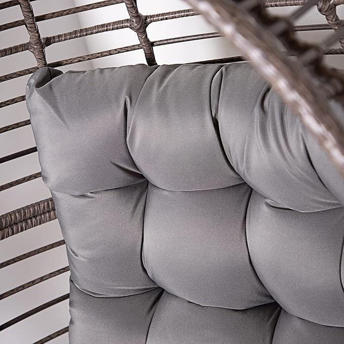 Luxury Rattan Egg Chair Indoor Outdoor Deep Seat Weather-Resistant Cushion