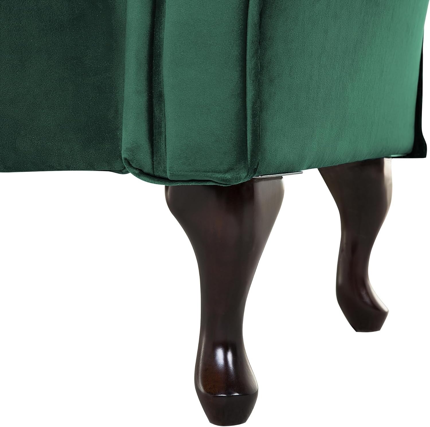 Vintage Right Hand Green Velvet Chaise Lounge Tufted Luxury Seating
