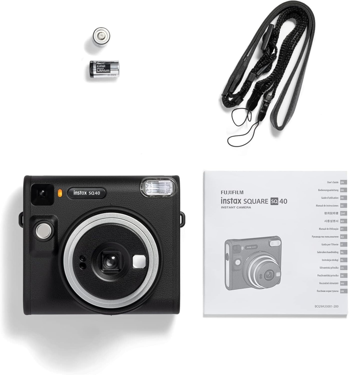 Square Instant Camera Selfie Mirror Auto Exposure Black Camera