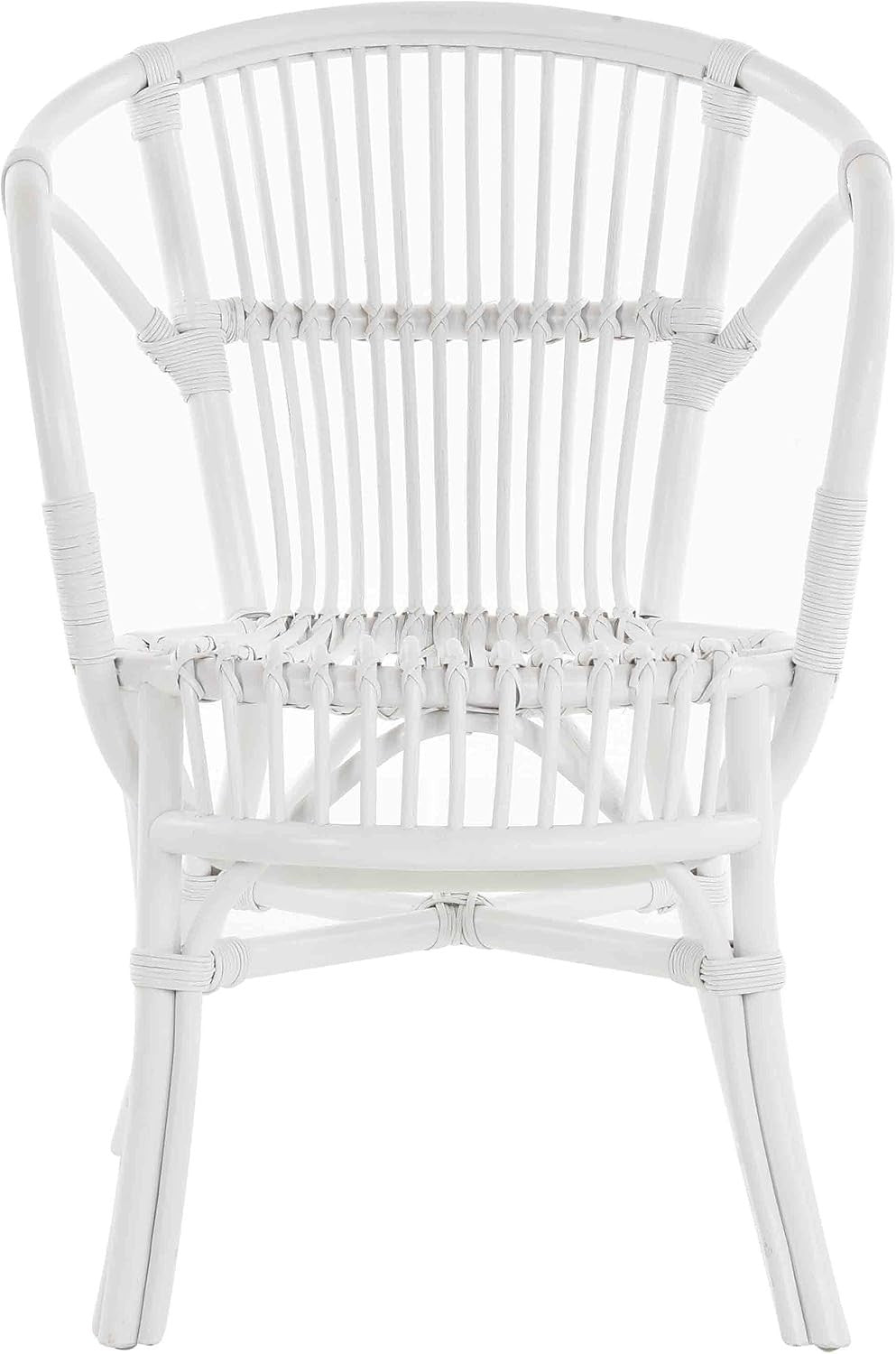 White Rattan Wicker Armchair Scandinavian Indoor Accent Chair Natural Finish