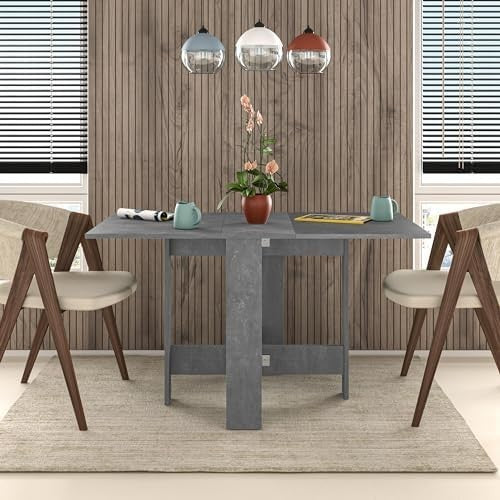 Foldable Retro Grey Dining Table 130x76cm Space-Saving Multifunctional Table