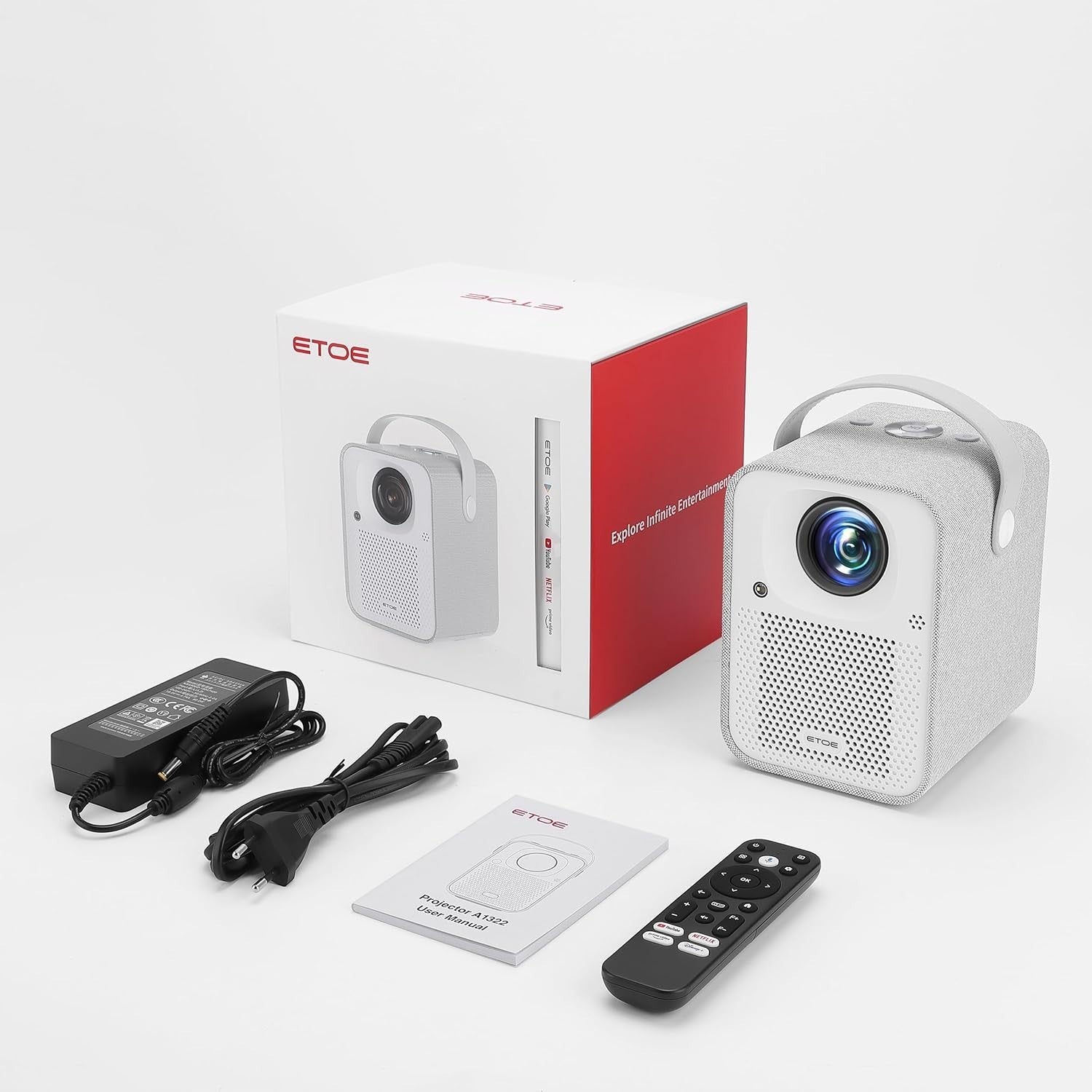 Portable 1080P Smart Projector 500 ANSI Android TV Netflix Dolby