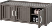 Waterproof Outdoor Shoe Storage Cabinet Bench 3 Door Resin Grey
