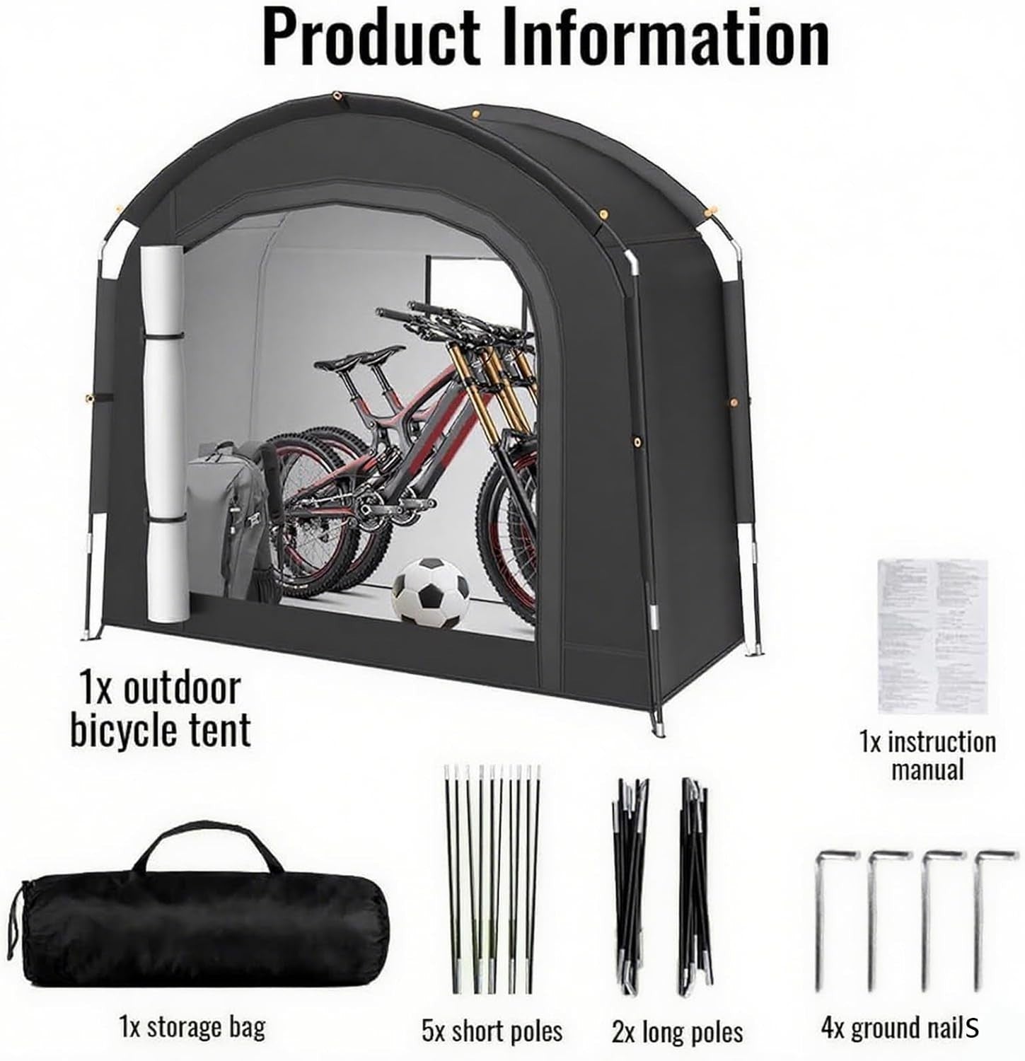 Portable Waterproof Bike Shed 2-Bike Storage Tent 200x80x165cm Green