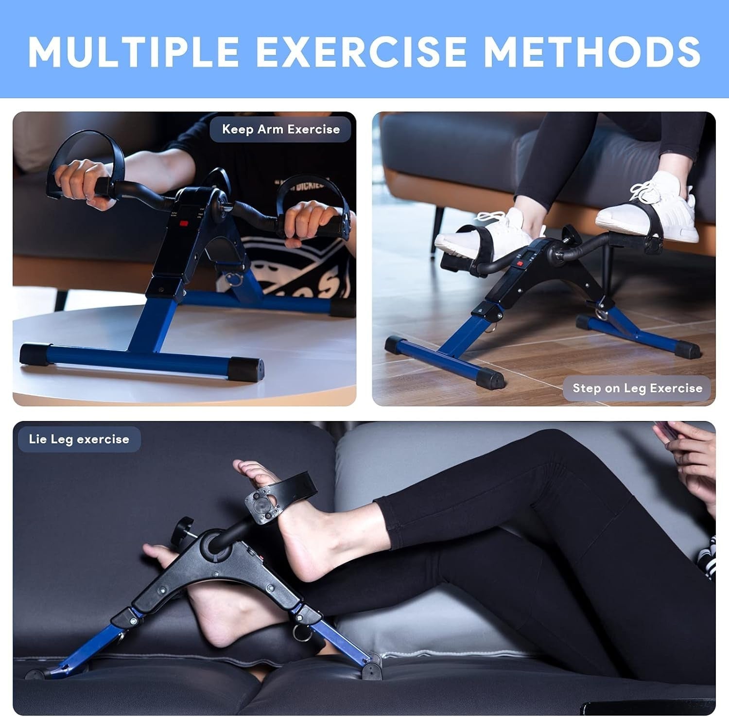Portable Folding Pedal Bike LCD Adjustable Seated Arm Leg Trainer