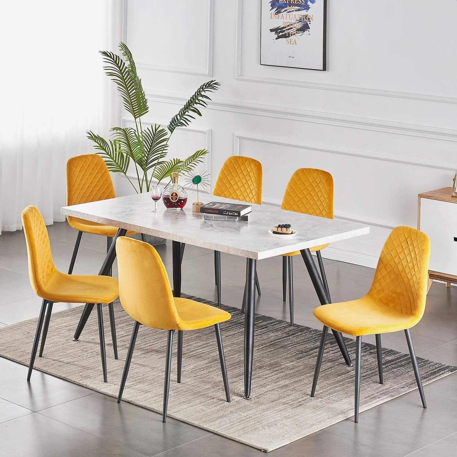Modern Grey Dining Table 150cm Black Metal Legs – Kitchen & Home Use