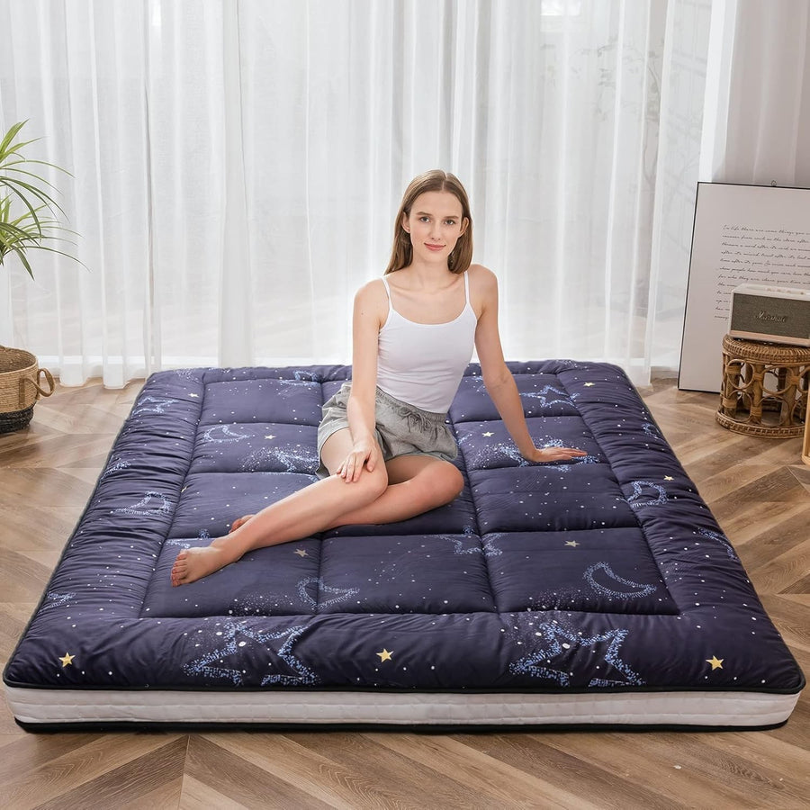 Japanese Futon Mattress Thick Floor Bed Topper Plush Sleeping Pad Double Size