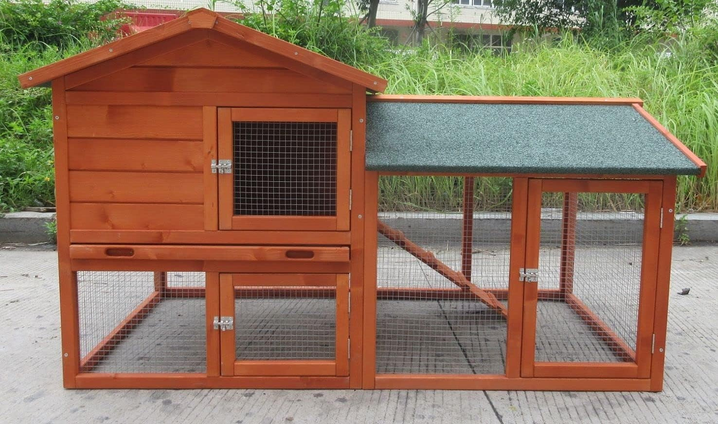 Large Outdoor Rabbit Hutch Lodge with Run Weatherproof Wooden Guinea Pig Cage