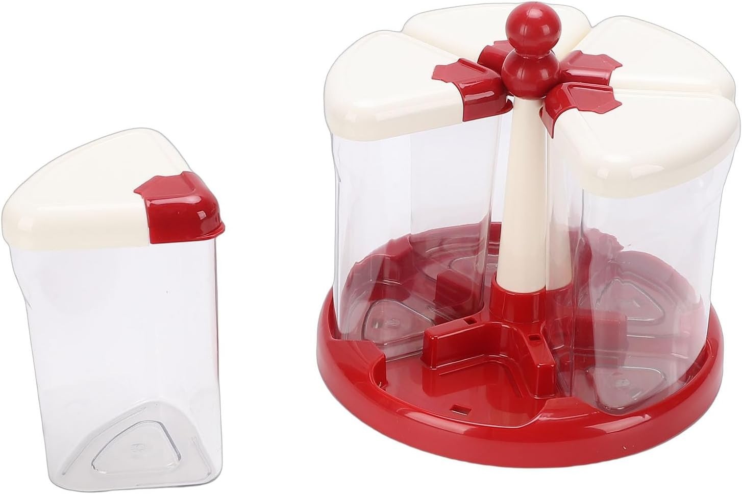 5 Grid Rotating Rice Dispenser Airtight Grain Storage Container Red
