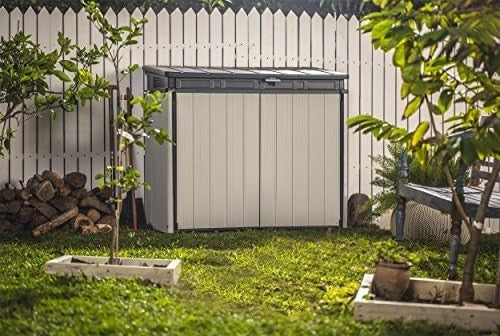 XL Outdoor Garden Storage Shed with Lockable Lid – 1150L Grey/Black