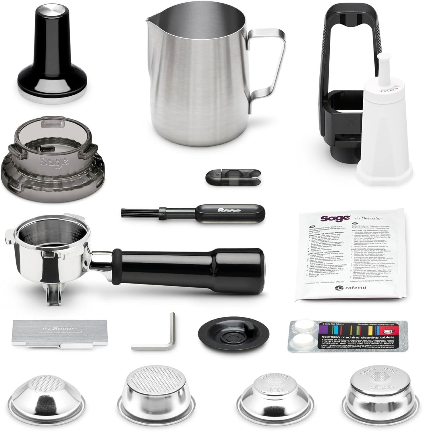 Barista Espresso Machine 15-Bar Pump with Grinder Milk Frother Black Gloss