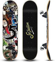 31" Complete Skateboard Maple Double Kick Trick Board Multi Design Teens Adults