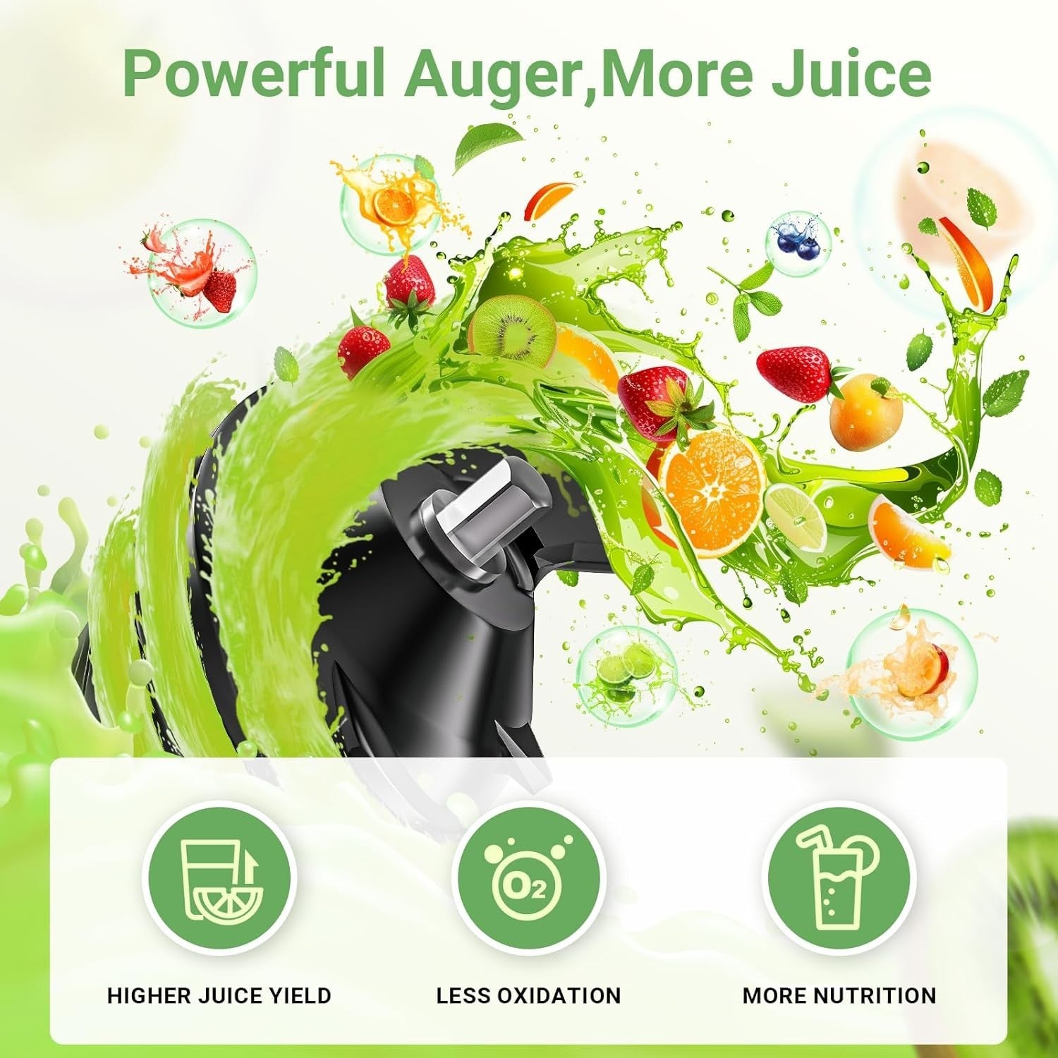 Cold Press Juicer 110mm Wide Chute Whole Fruit Slow High Yield Easy Clean