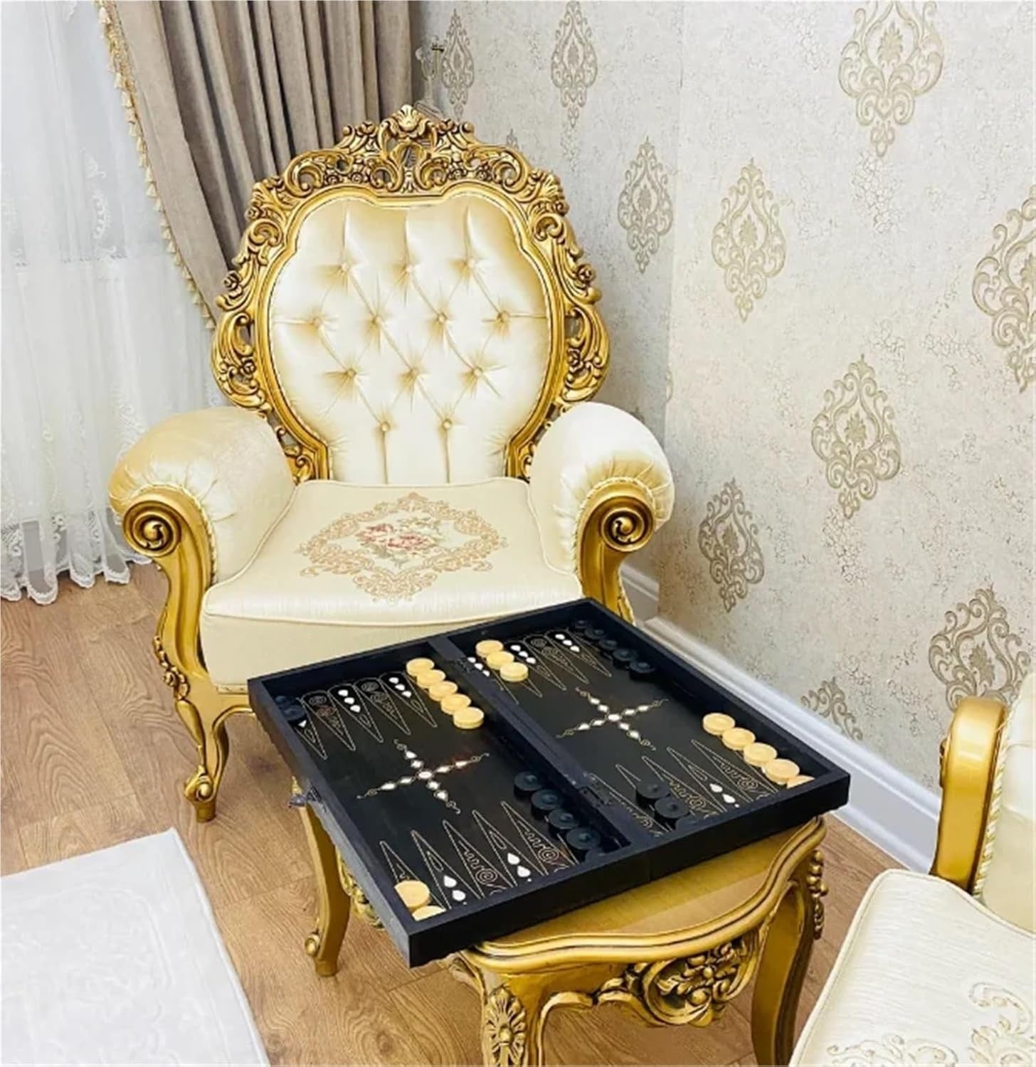 Handmade Wooden Backgammon Set with Checkers Luxury Folding Family Board Game