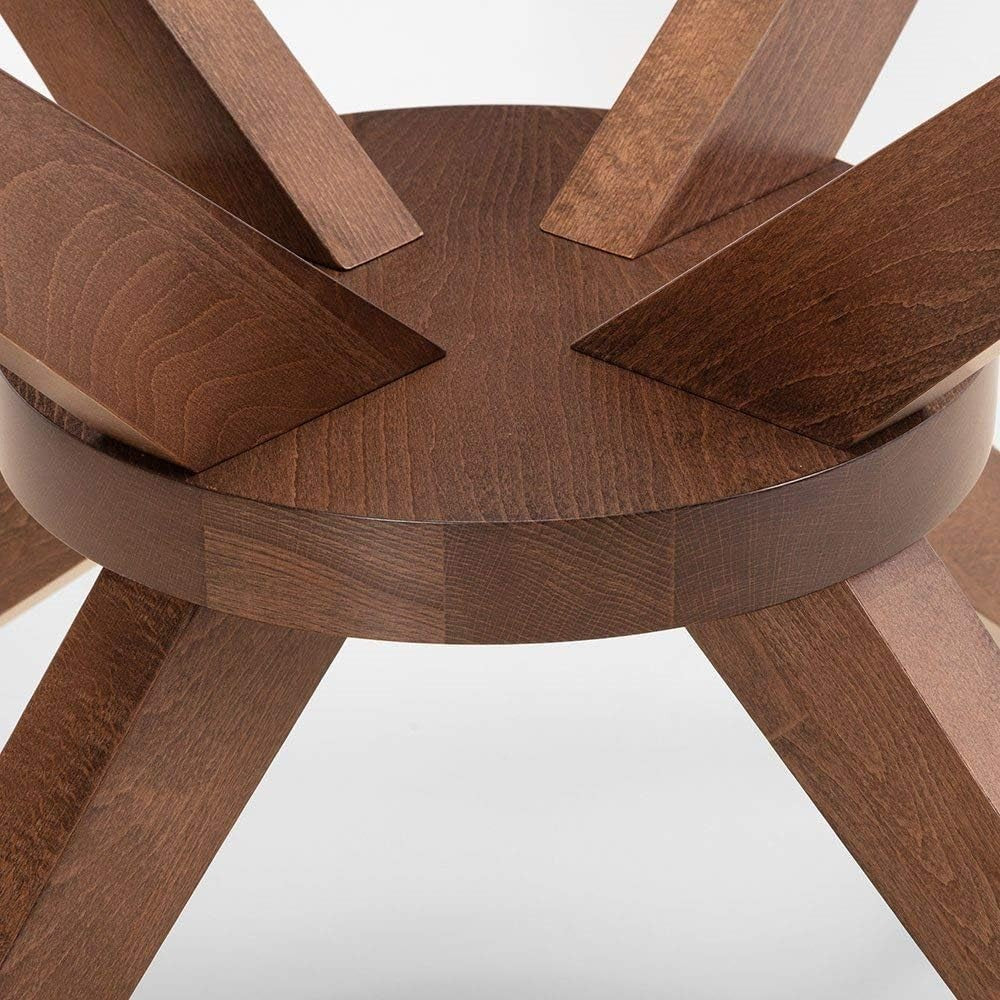 Large Round Walnut Dining Table with 140cm Glass Top, Contemporary Kitchen Table