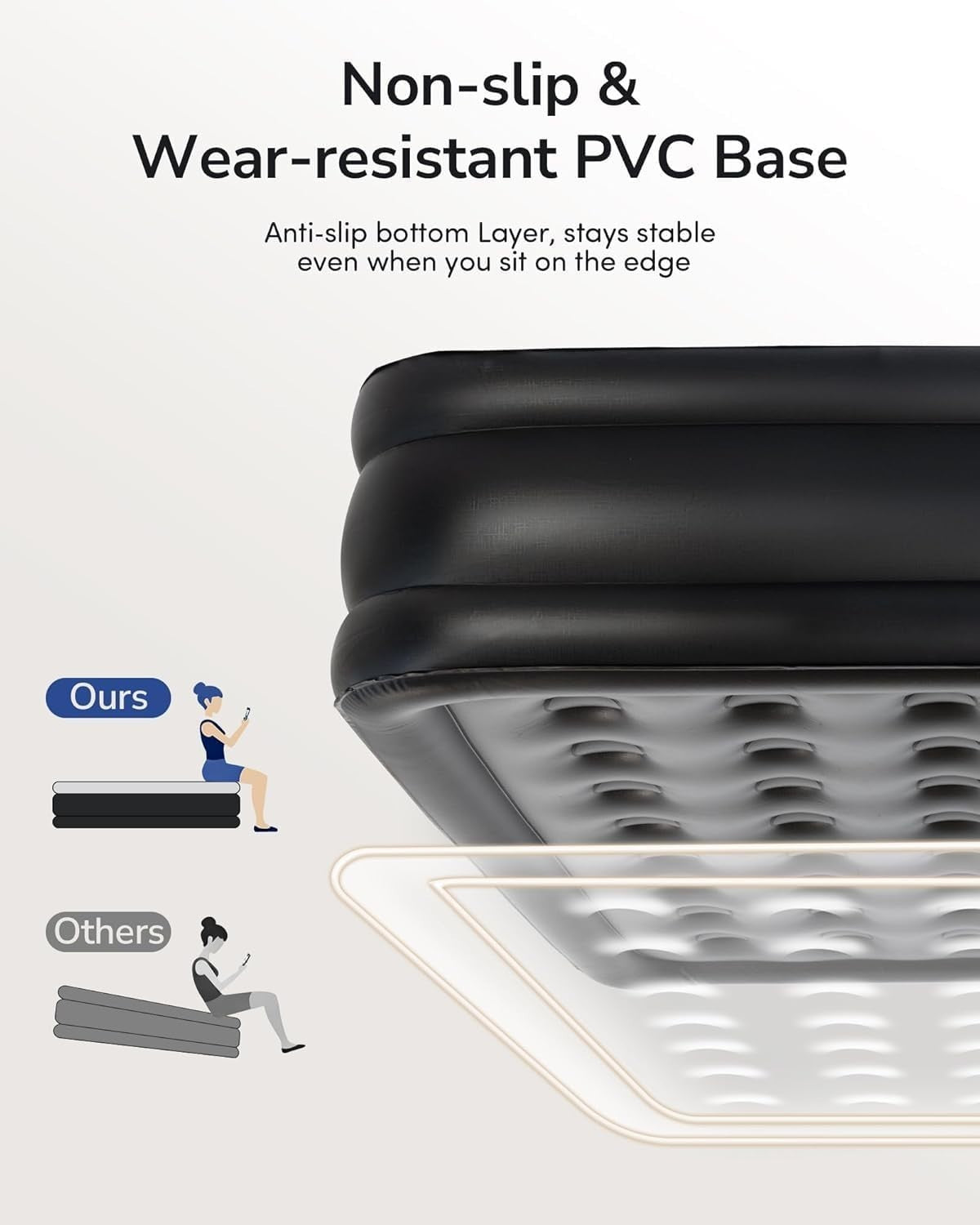 Self-Inflating Double Air Mattress with Built-In Pump – 3 Min Setup, Comfort