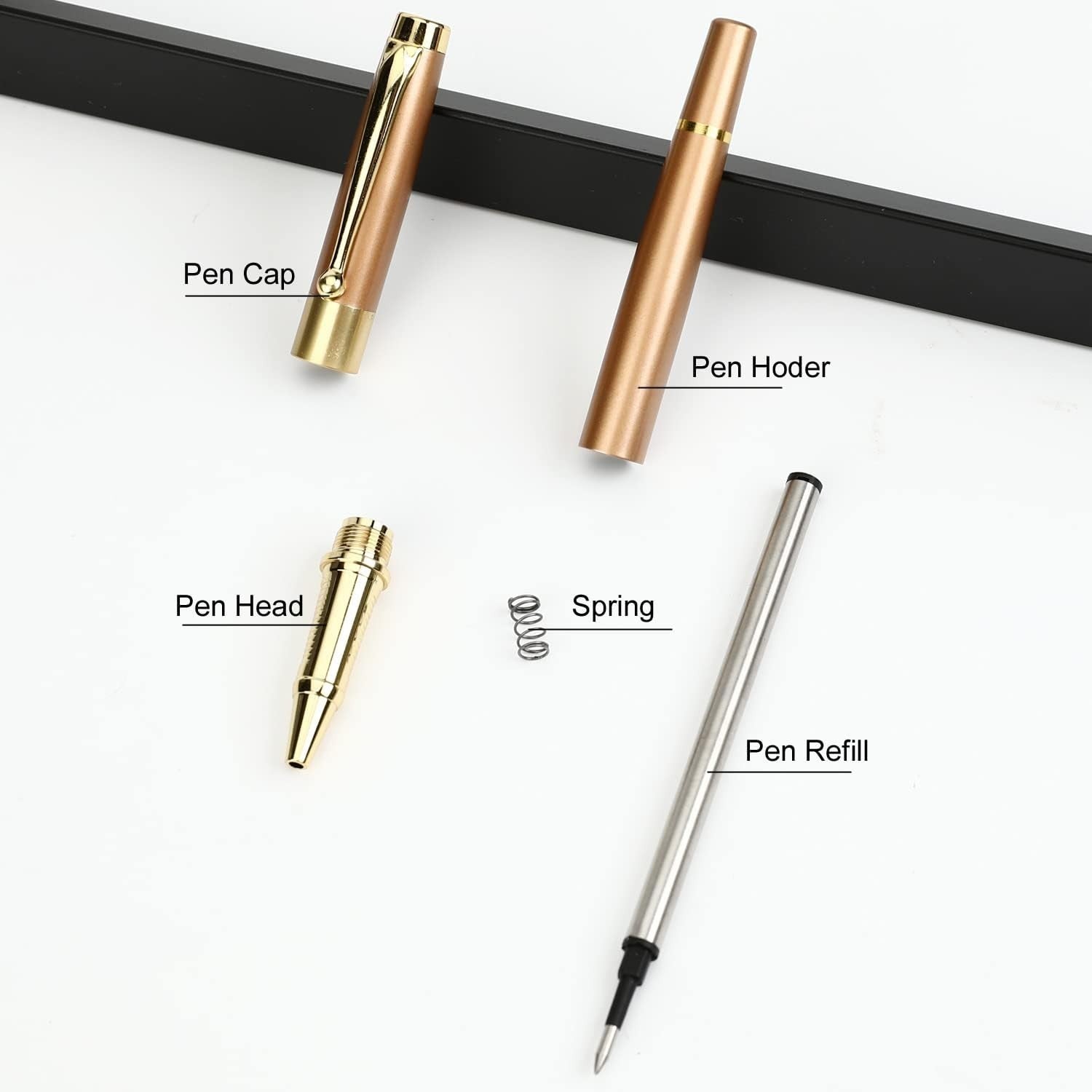 Luxury Rose Gold Ballpoint Pen Medium Point Smooth Writing Black Ink