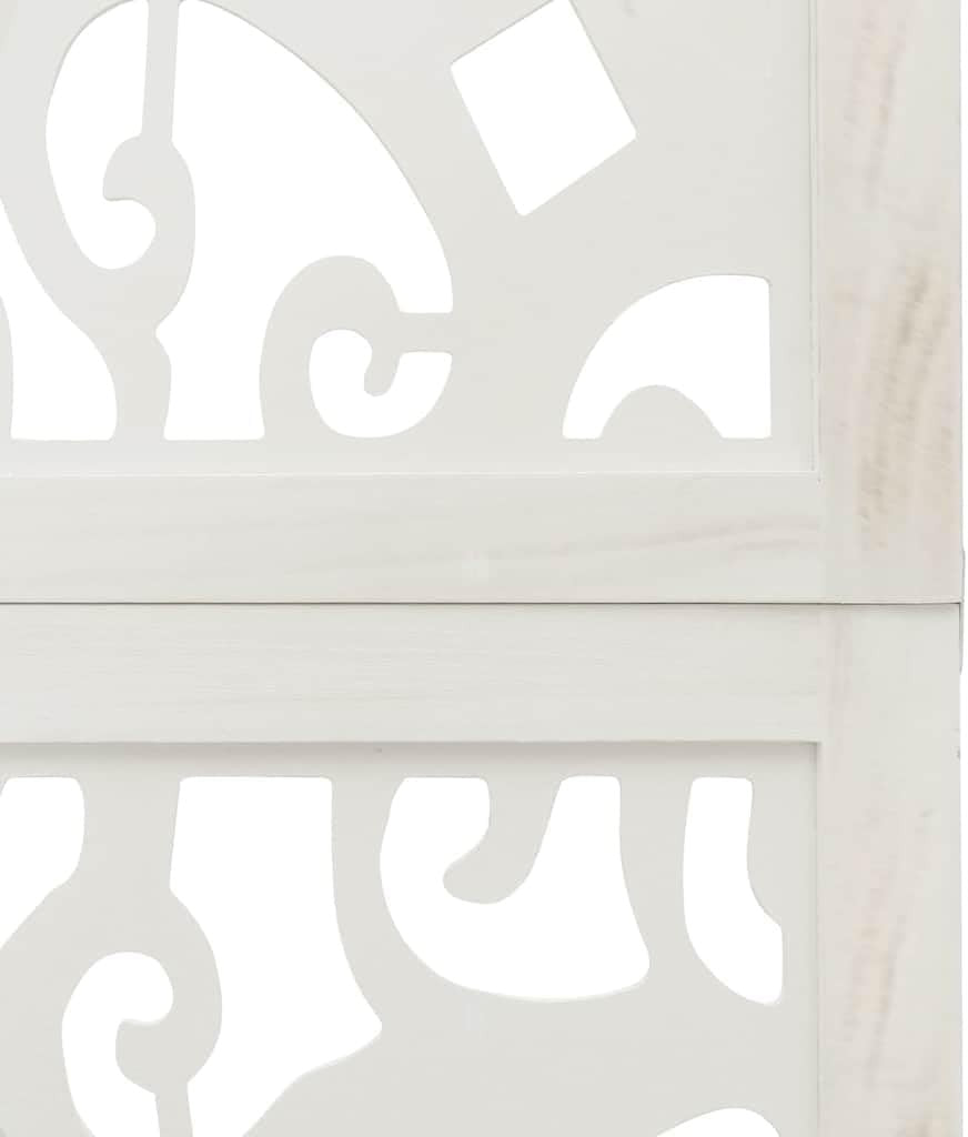 6 Panel White Wood Room Divider 210x215cm Folding Privacy Screen for Bedroom
