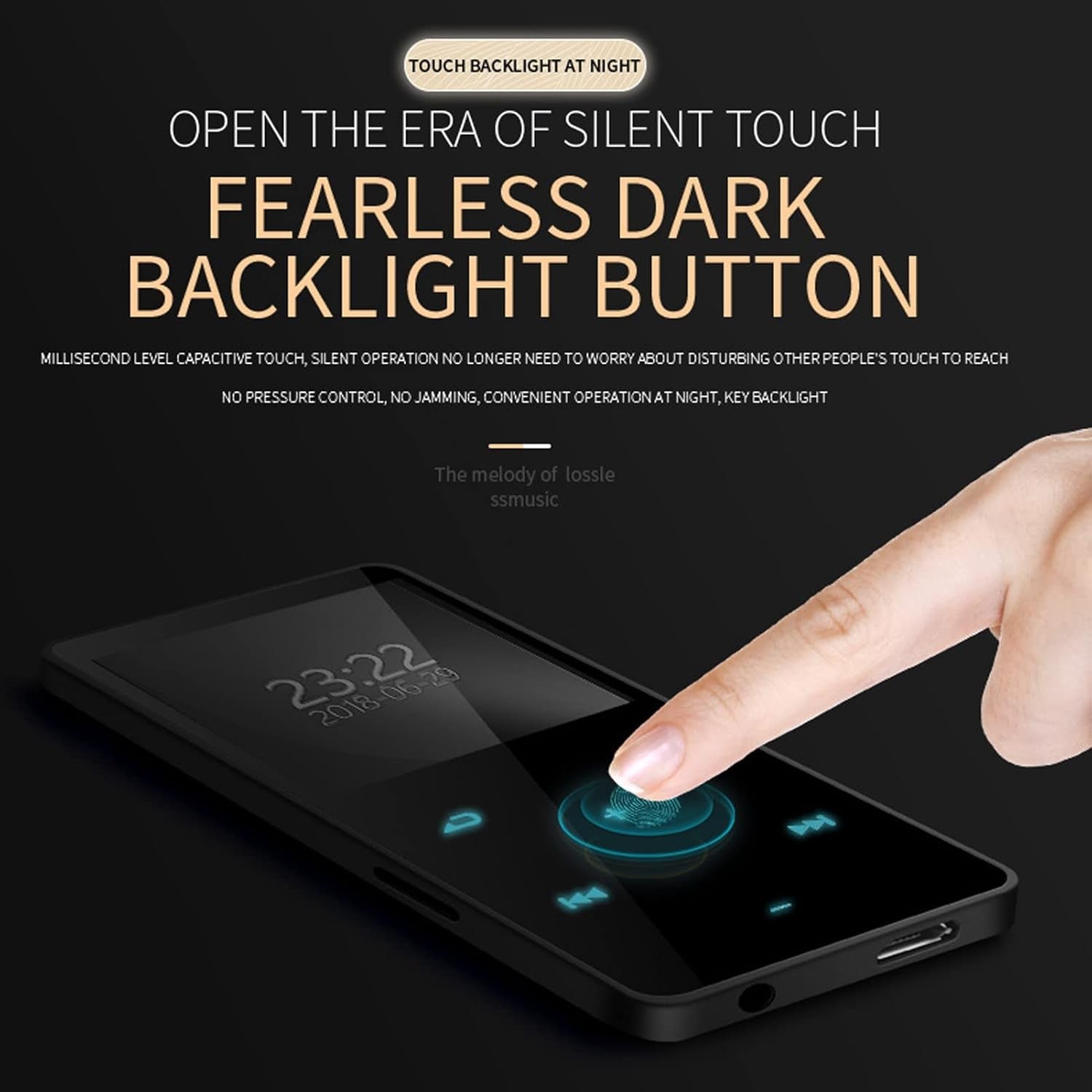 Bluetooth 5.0 MP3 MP4 Player 1.8" Touch 8GB HiFi Black