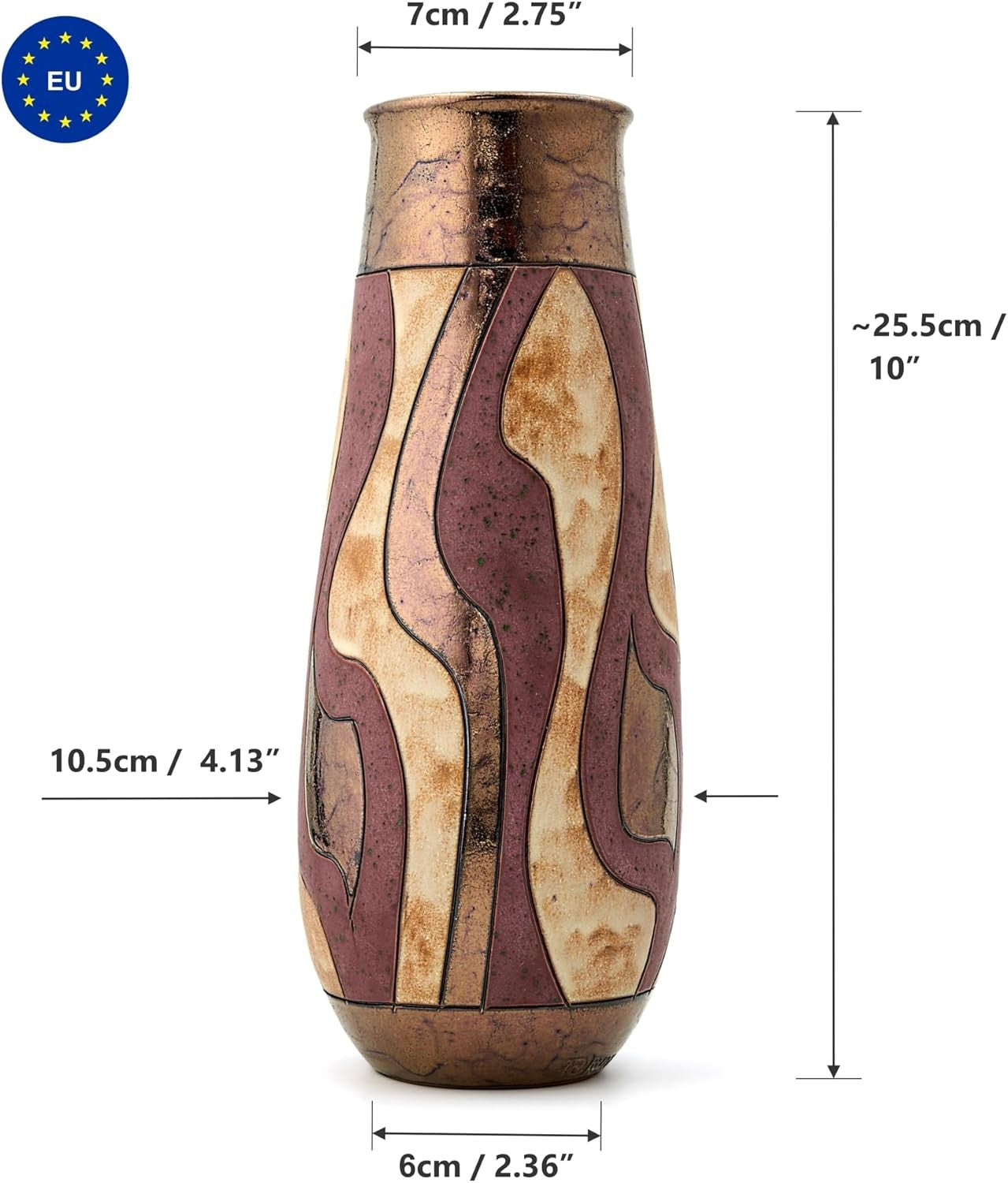 Handmade Ceramic Flower Vase 25.5cm Tall Artisan Pottery Home Décor