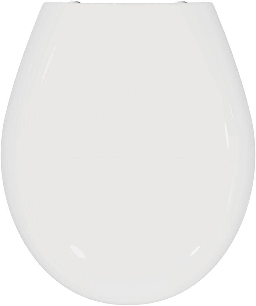 San Remo Toilet Seat White Plastic Stainless Steel Hinges Modern Design