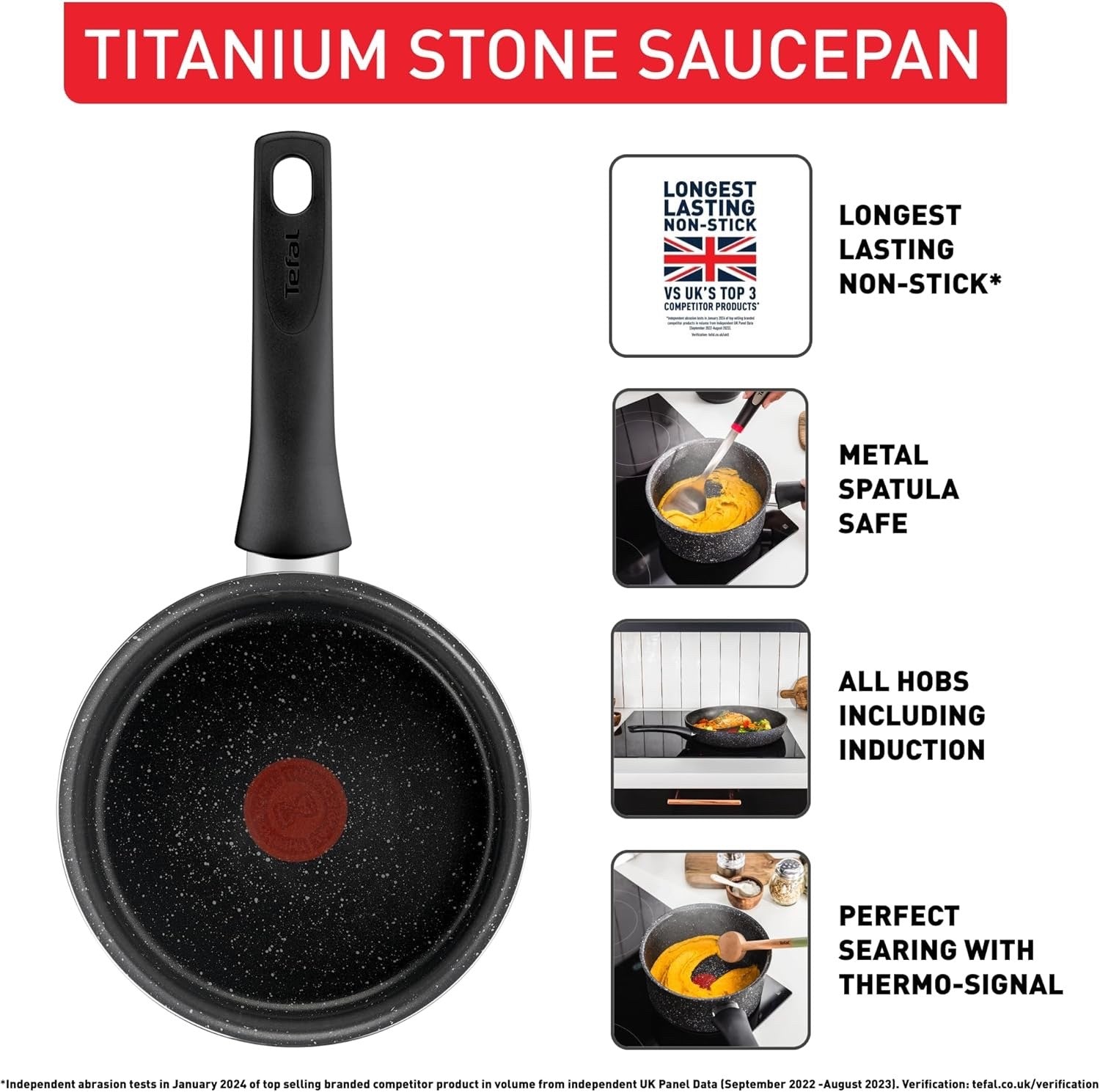 18cm Non Stick Black Stone Saucepan with Lid Induction Safe Aluminium Pot