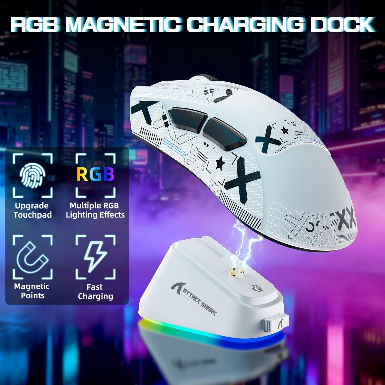 Wireless Gaming Mouse 25000 DPI 65g RGB Dock 100M Clicks