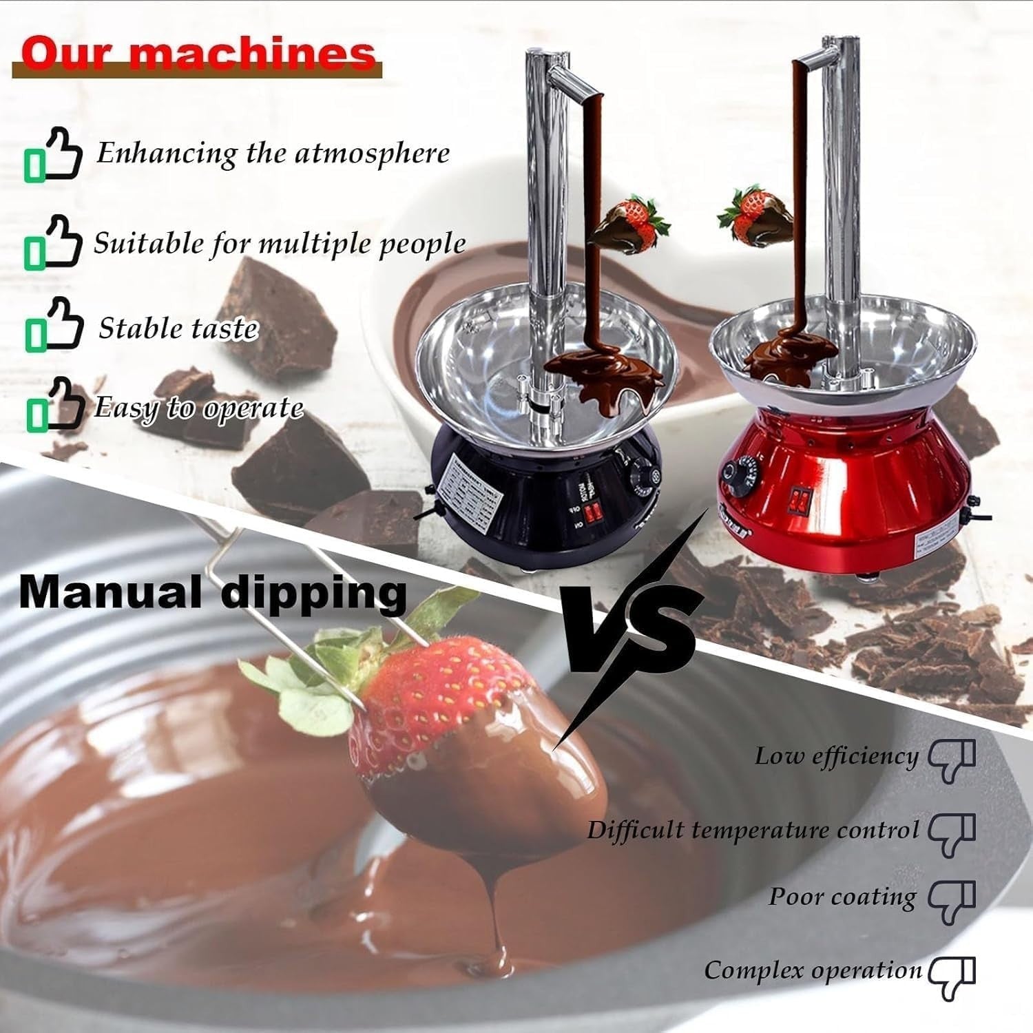 Chocolate Fountain Machine Adjustable Temp Fondue Dessert Party Tower