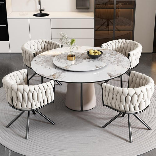 Set of 6 Swivel Velvet Dining Chairs – Modern, Comfy, Curved Back Support