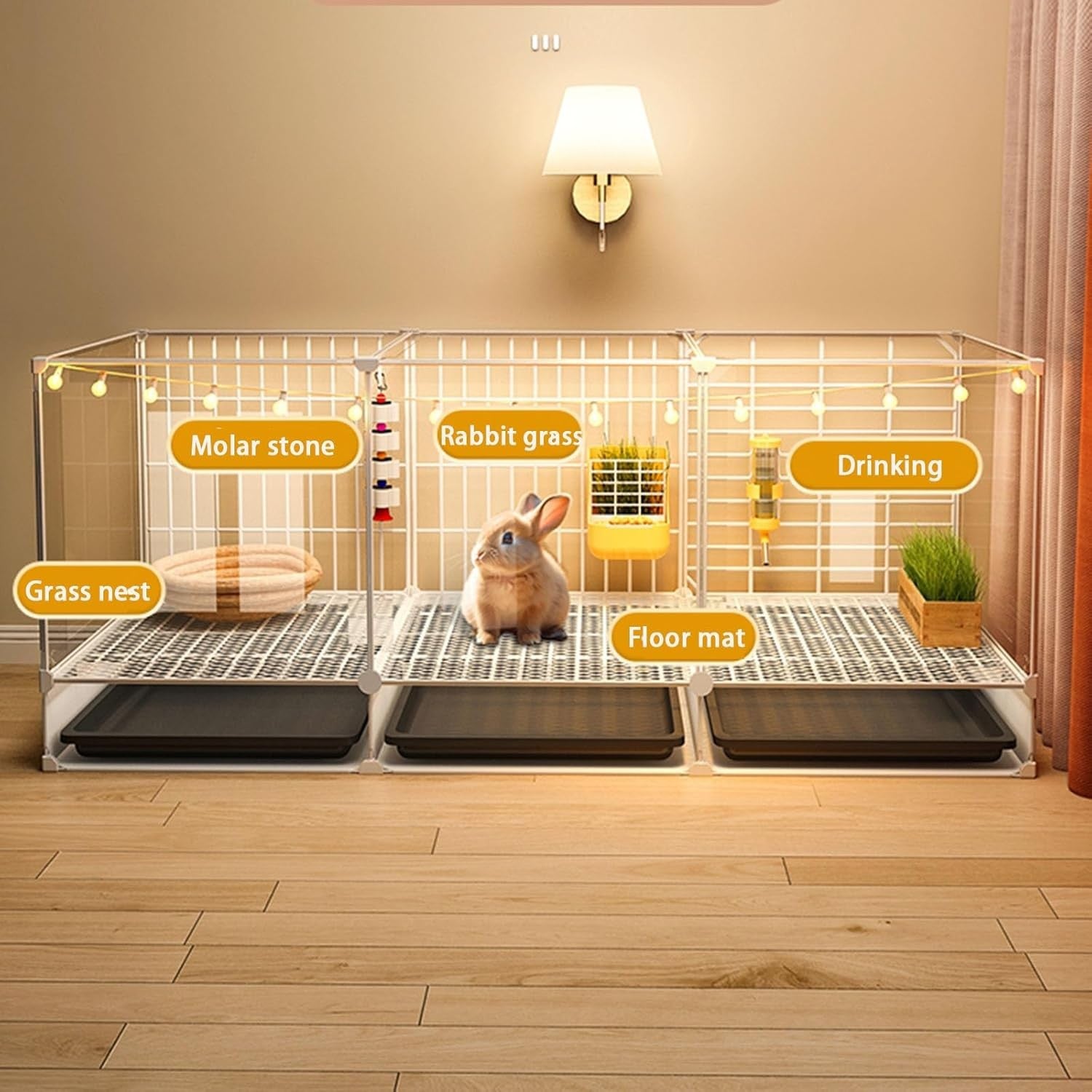 Rabbit Cage Indoor Clear Panel Playpen Portable Metal Wire Bunny Enclosure