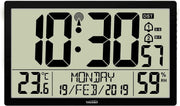 XXL 14.76" Jumbo LCD Radio Controlled Wall Clock w/ Temp & Humidity
