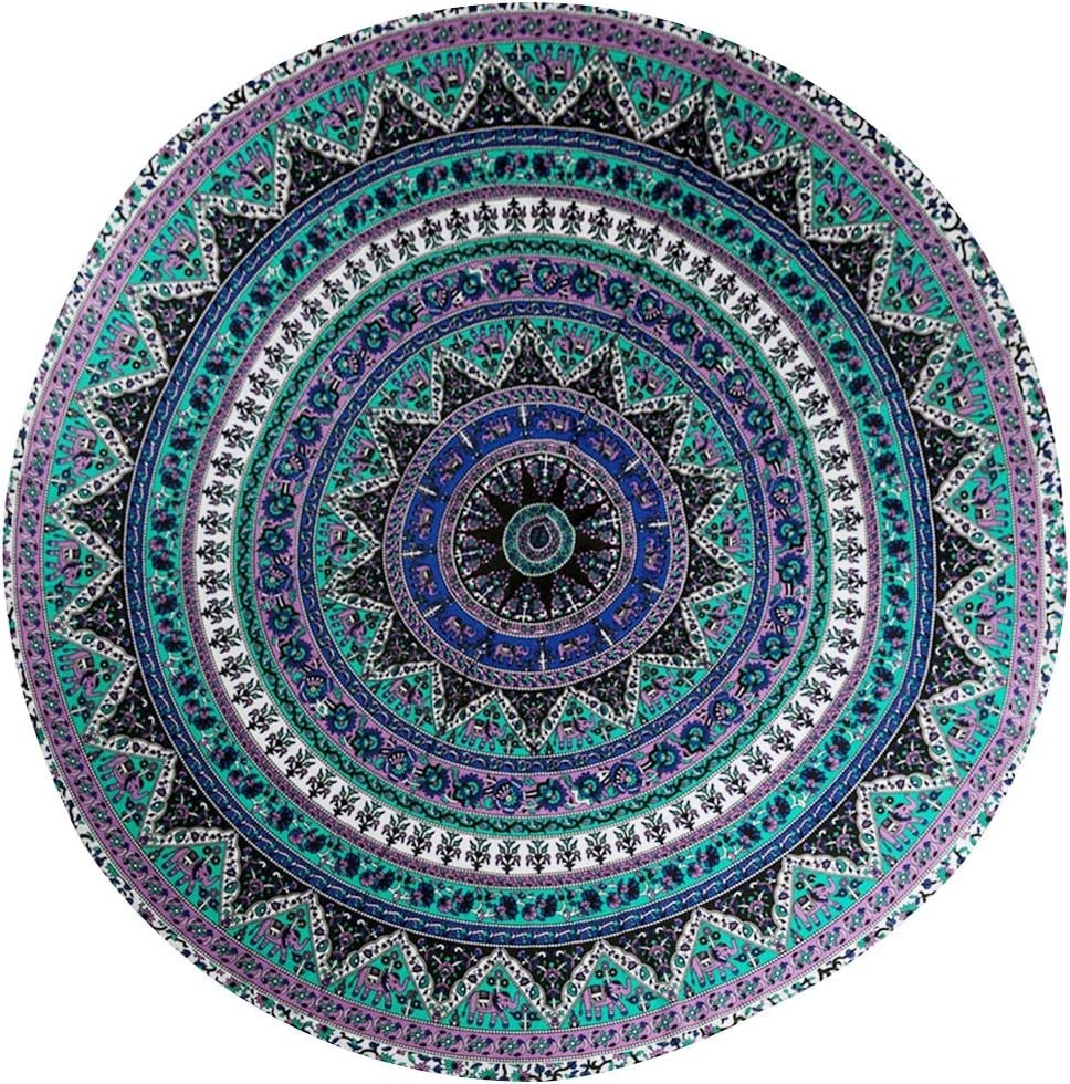 Sea Green Mandala Tapestry 20x20in Boho Wall Hanging Cotton