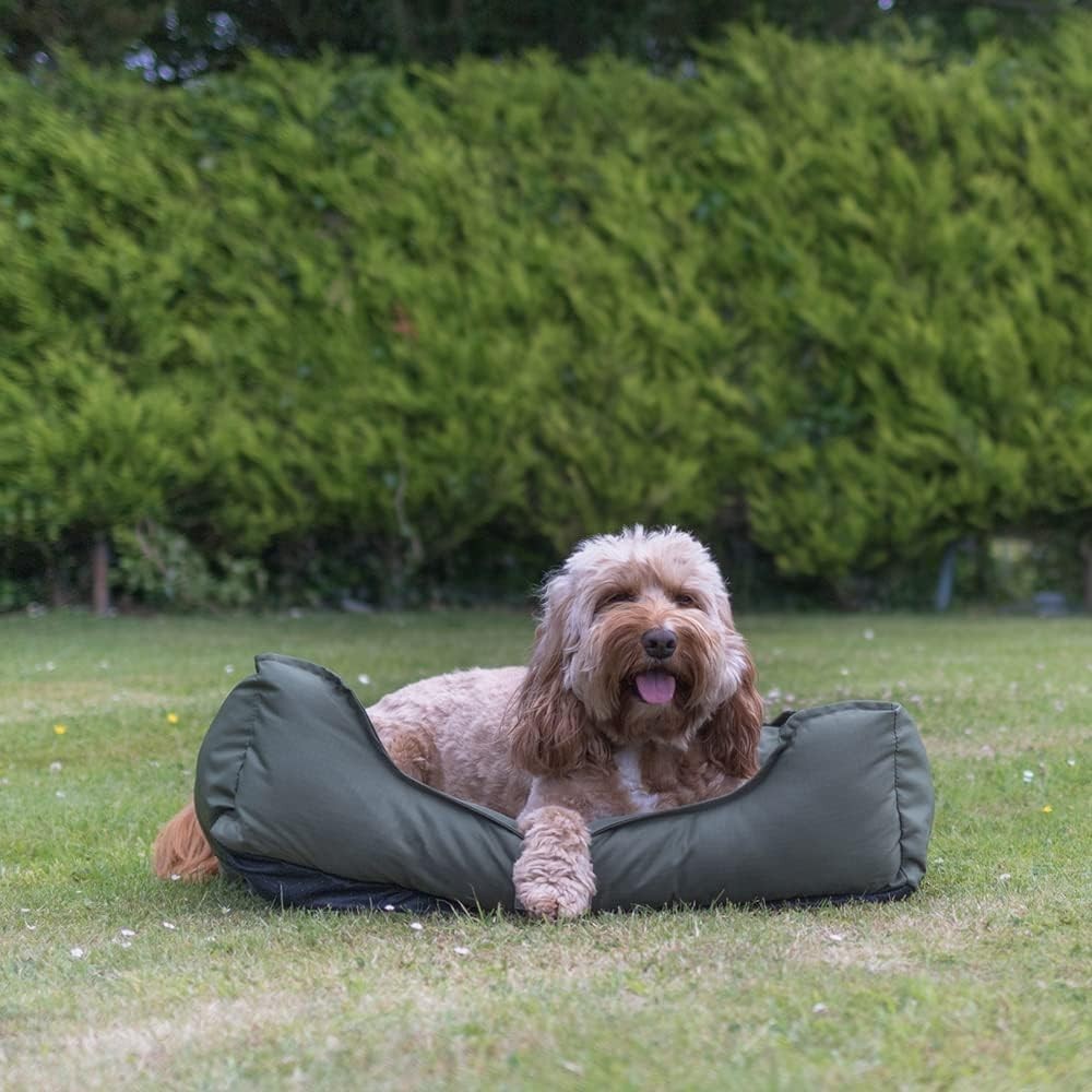 Medium Waterproof Dog Bed 75x58cm Washable Basket Green