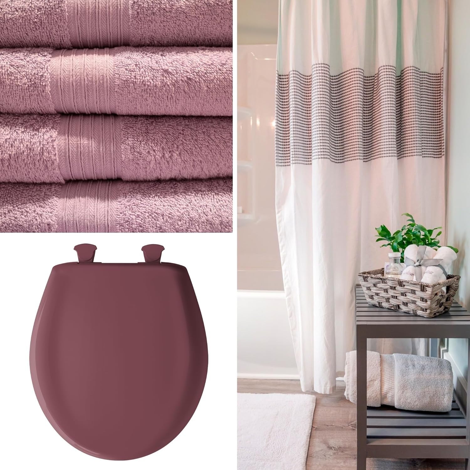Elongated Toilet Seat Raspberry Soft Close STA-TITE Durable Plastic