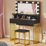 Hollywood Dressing Table Makeup Vanity Desk w/ Lighted Mirror Stool Drawers USB