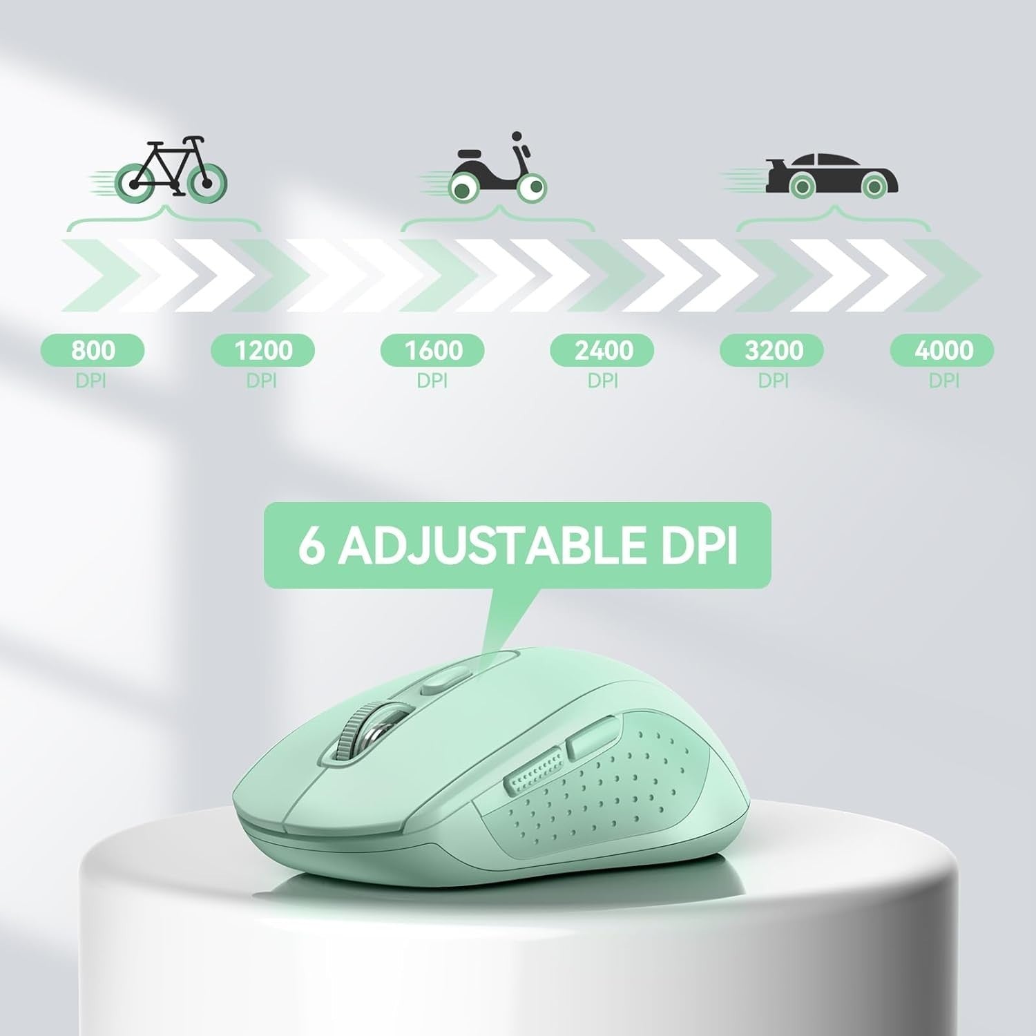 Wireless Bluetooth Mouse 4000DPI Silent Click Ergonomic Multi Device Green