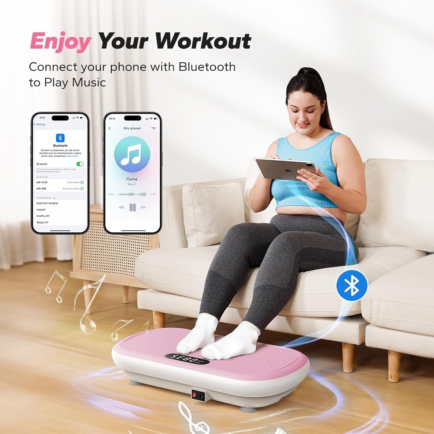High Power Vibration Plate Fitness Platform 13mm Amplitude 200KG Pink
