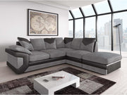 Black & Grey Cord 4‑5 Seater L-Shaped Corner Sofa + FREE Footstool