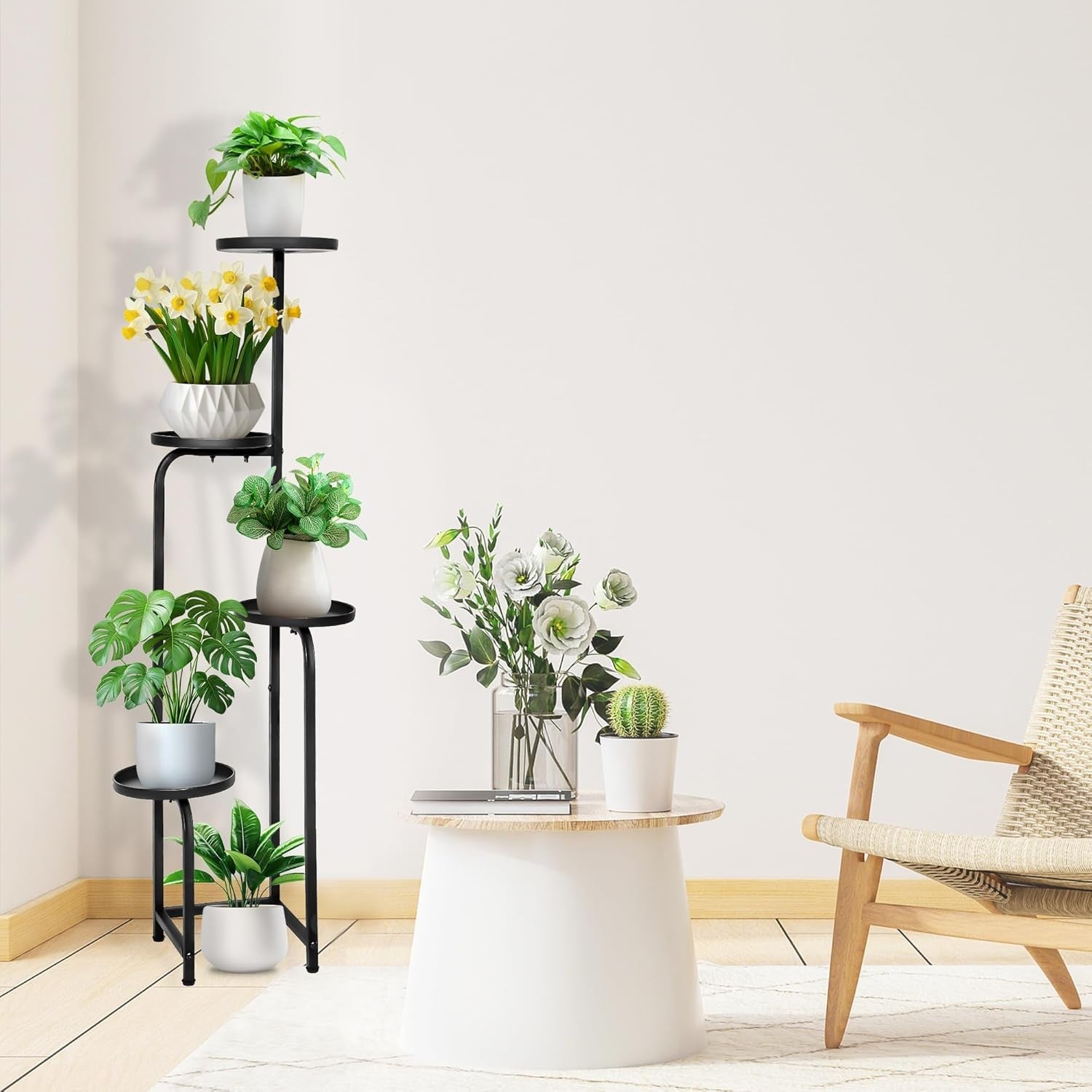4 Tier Metal Plant Stand Indoor Outdoor Corner Flower Shelf Rack