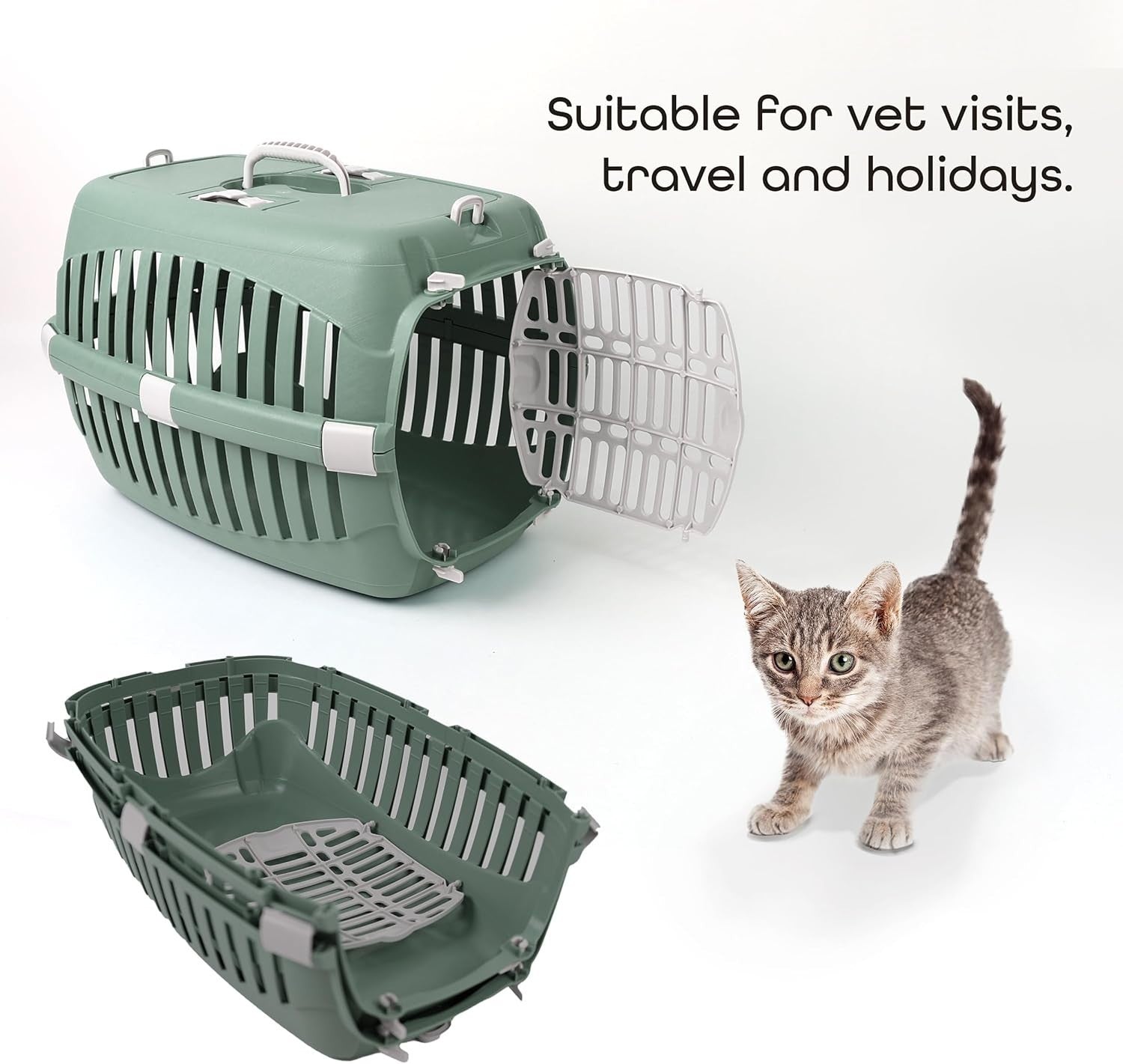 Cat Carrier Travel Crate for Small Pets – Dual Door Dog & Kitten Box Cage