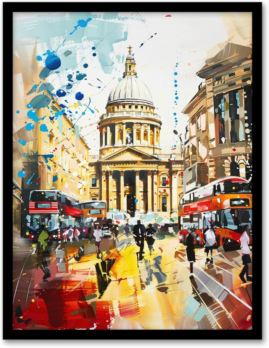 Abstract St Pauls Cathedral London Framed A4 Wall Art Print Decor