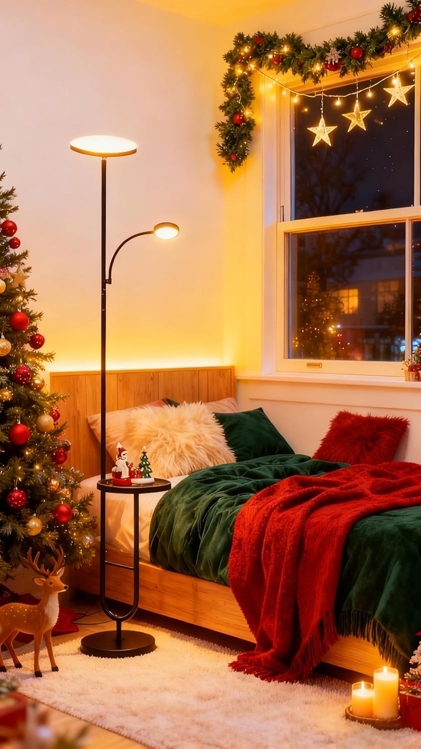 LED Floor Lamp with Shelf 42W Dimmable Uplighter Remote Control Corner Light