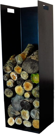 Steel Firewood Log Holder with Handles & Rubber Feet, Modern Indoor Storage