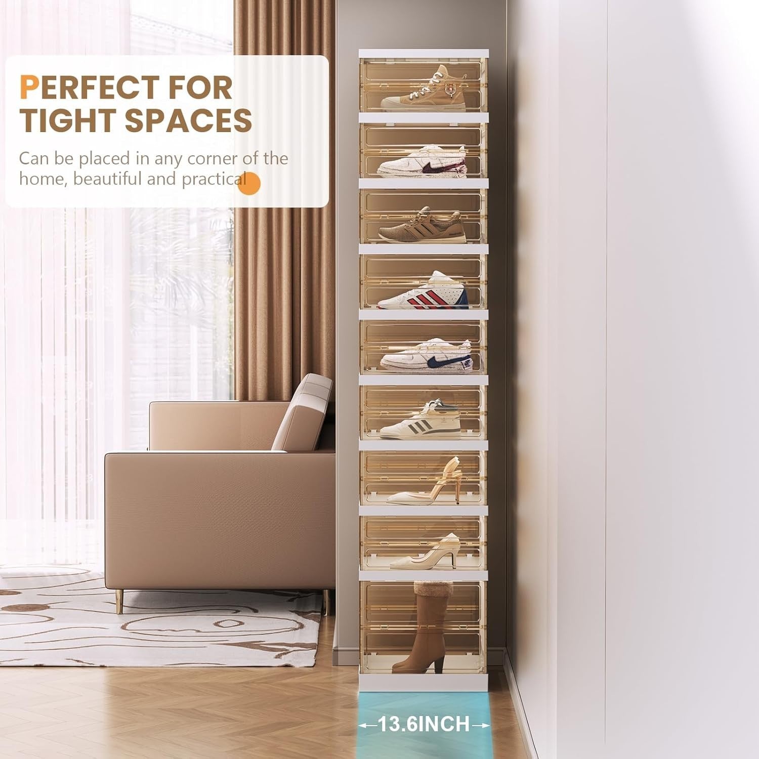 9 Tier Foldable Shoe Rack Cabinet with Doors – 18 Pair Space-Saving Organizer