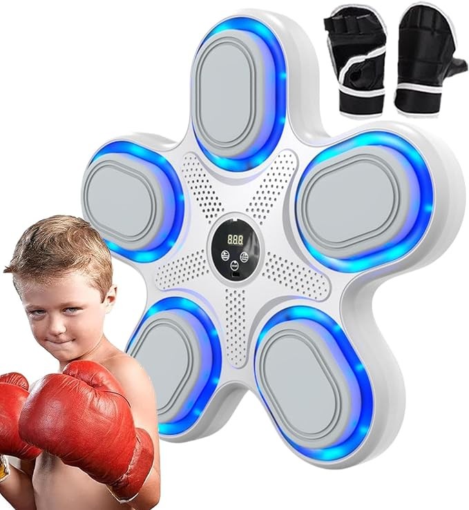 Music Boxing Machine Wall Mounted LED Smart Punch Trainer Gloves Home Gym