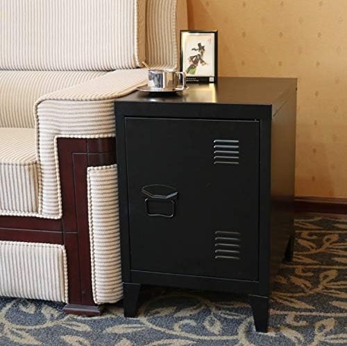 Black Metal Bedside Filing Cabinet Under Desk Storage Nightstand