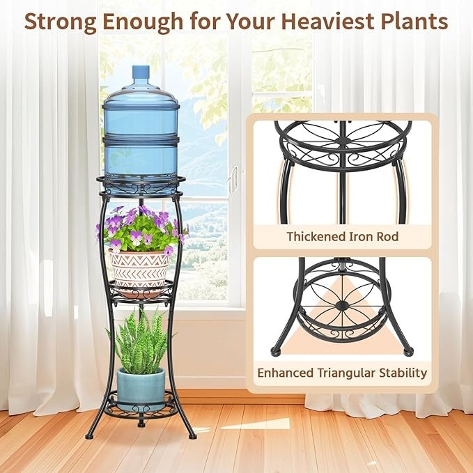 3 Tier Iron Plant Stand Black Flower Pot Display Tower for Patio Balcony